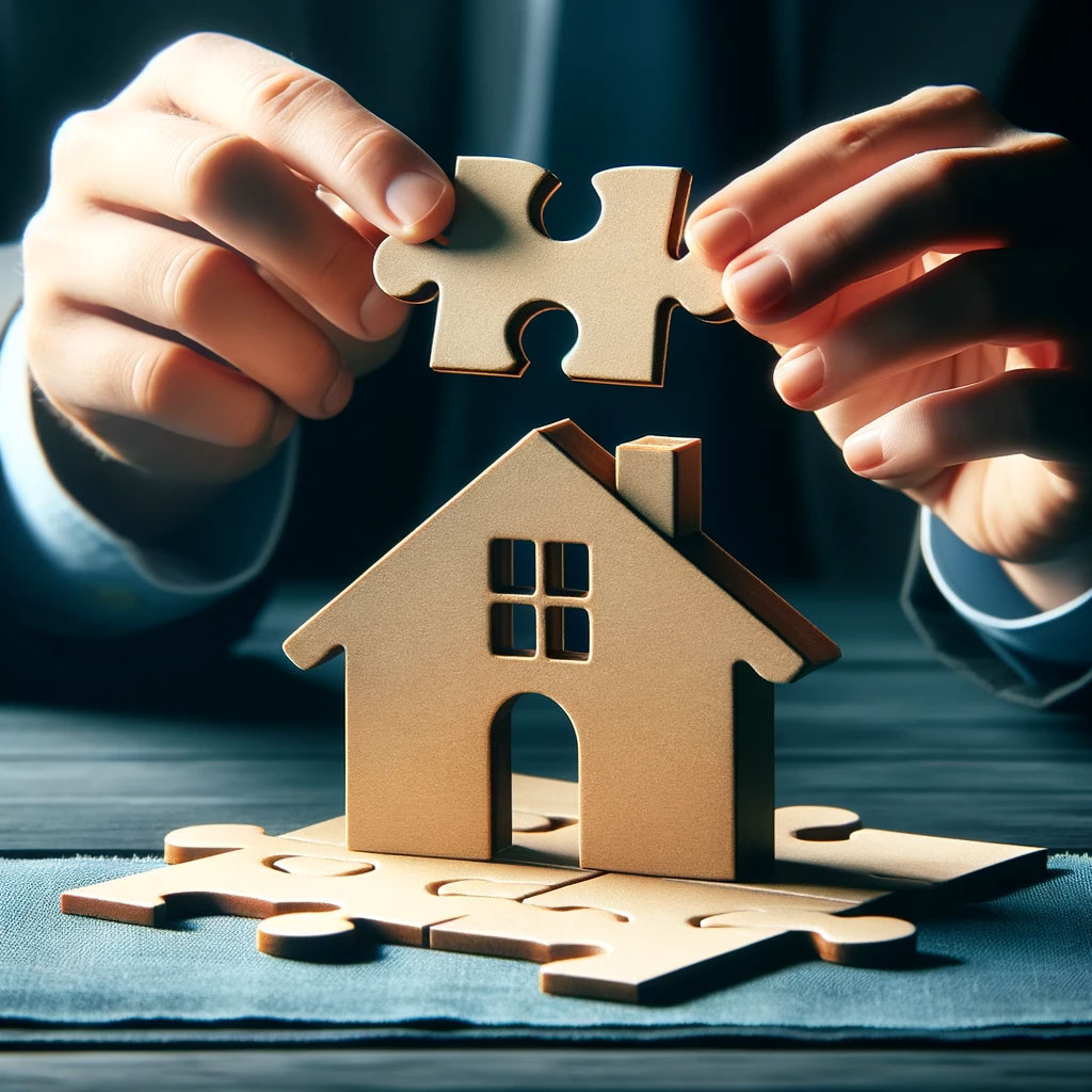 Puzzle pieces forming a house - representing the complete escrow process