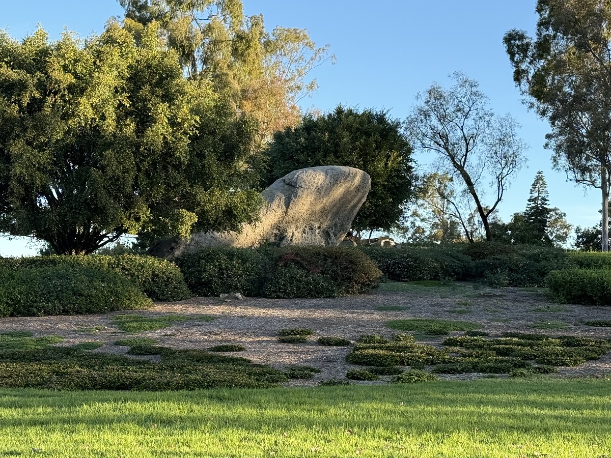 Rock formation in Turtle Rock Irvine CA resembling a turtle head and neck that inspired the village name