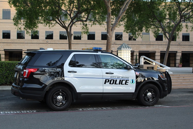 Irvine police vehicle at the irvine police department