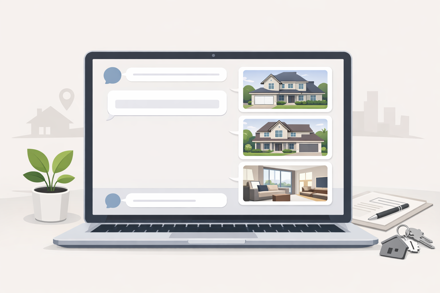 Conversational AI displaying real estate listings during a home search